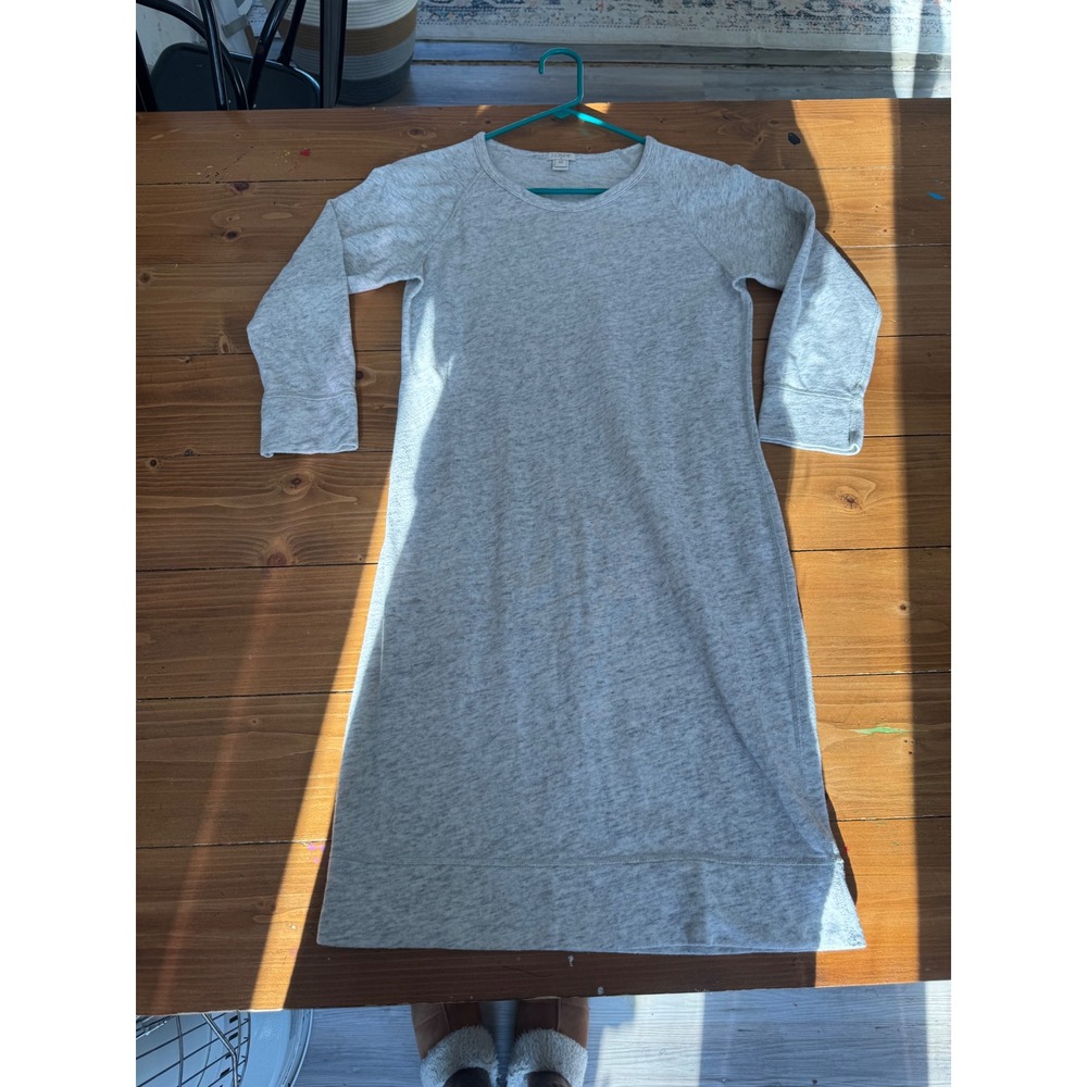 J.Crew Womens XS Heather Grey Sweatshirt Dress Raglan Sleeve Casual Mini Dress